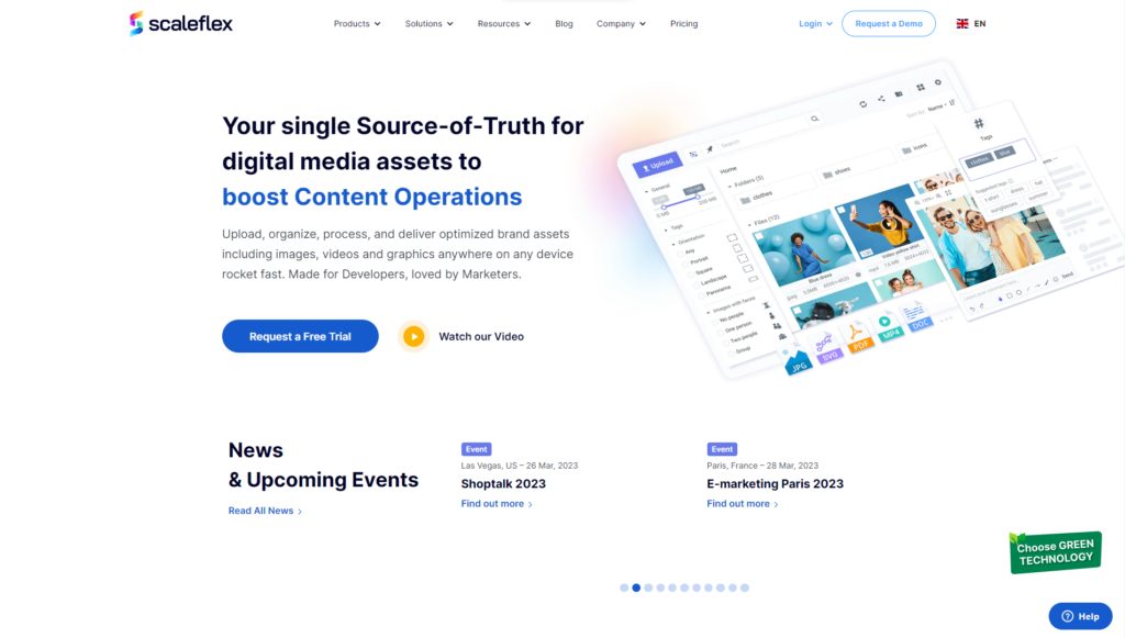 The Scaleflex homepage.