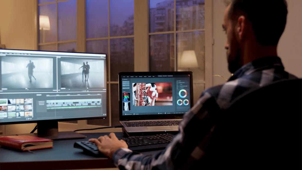 Arbeitsplatz zur Erstellung von Produkt-Videos.