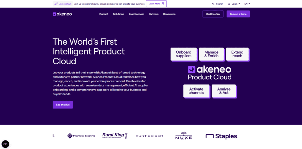 The homepage for the Akeneo product cloud.